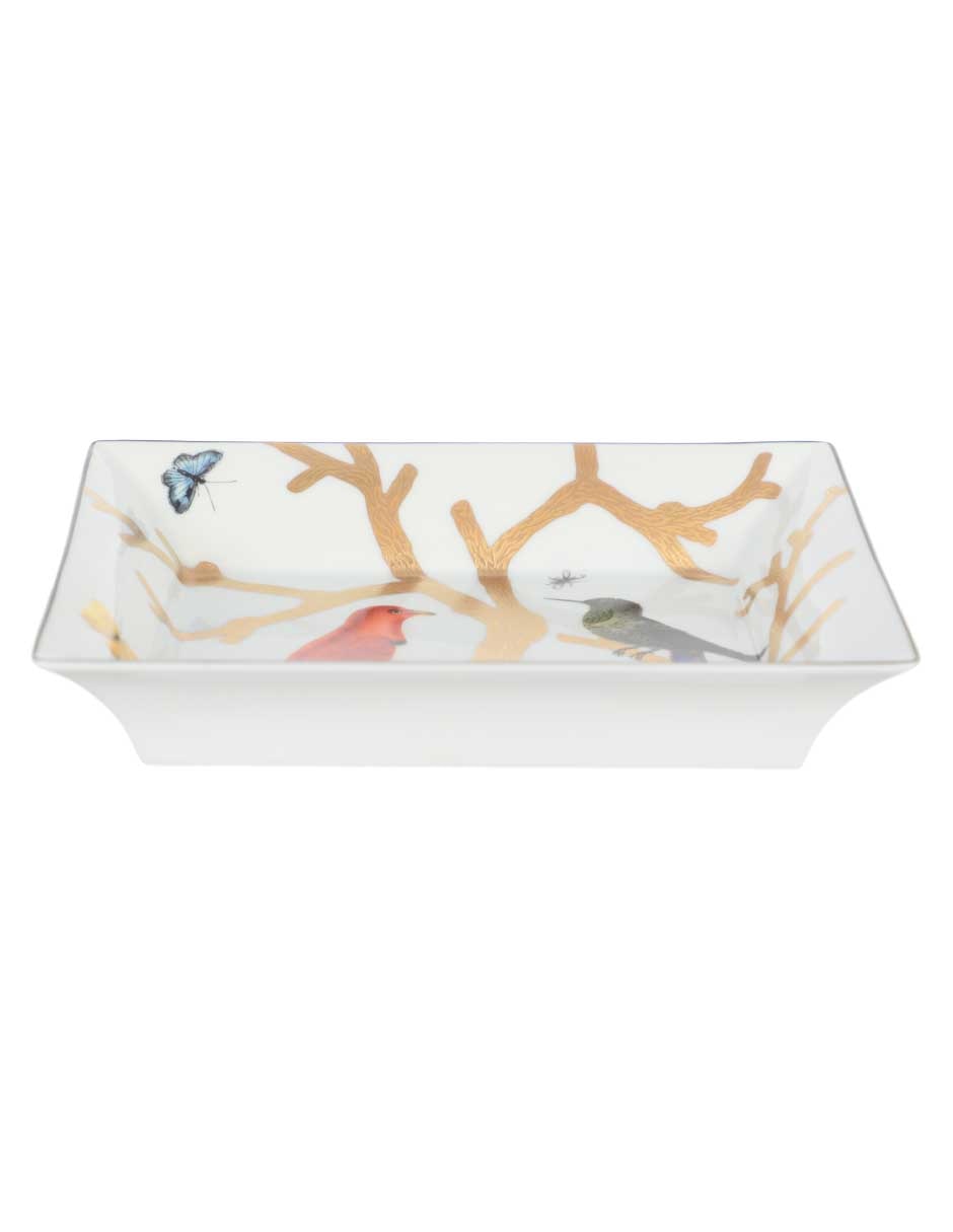 Bandeja decorativa Aux Oiseaux de porcelana