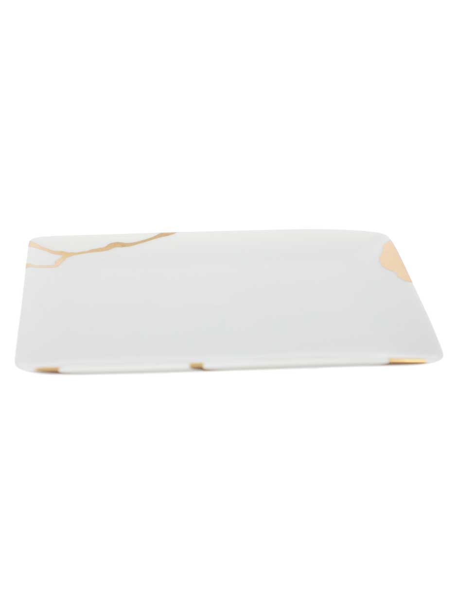 Bandeja decorativa Kintsugi de porcelana