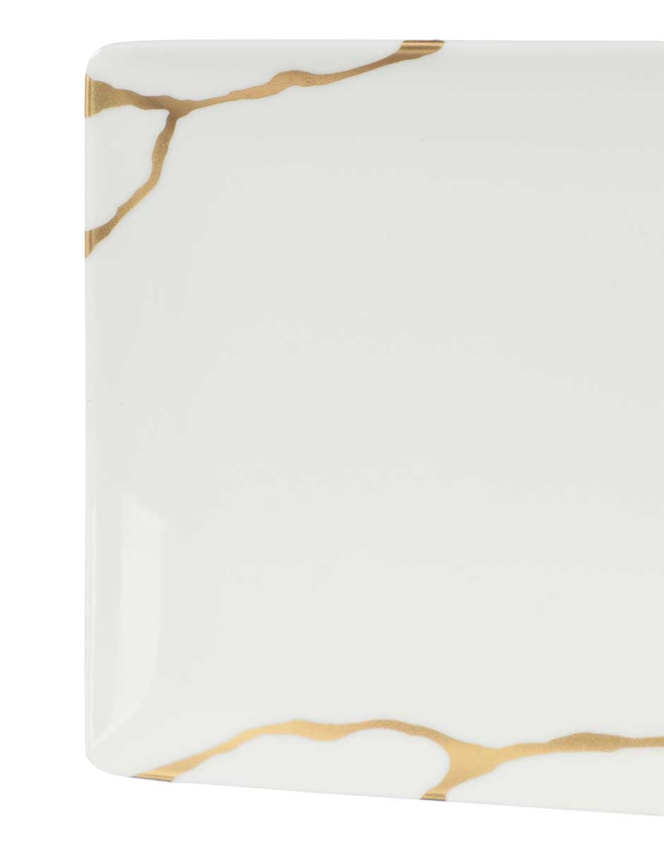 Bandeja decorativa Kintsugi de porcelana 3