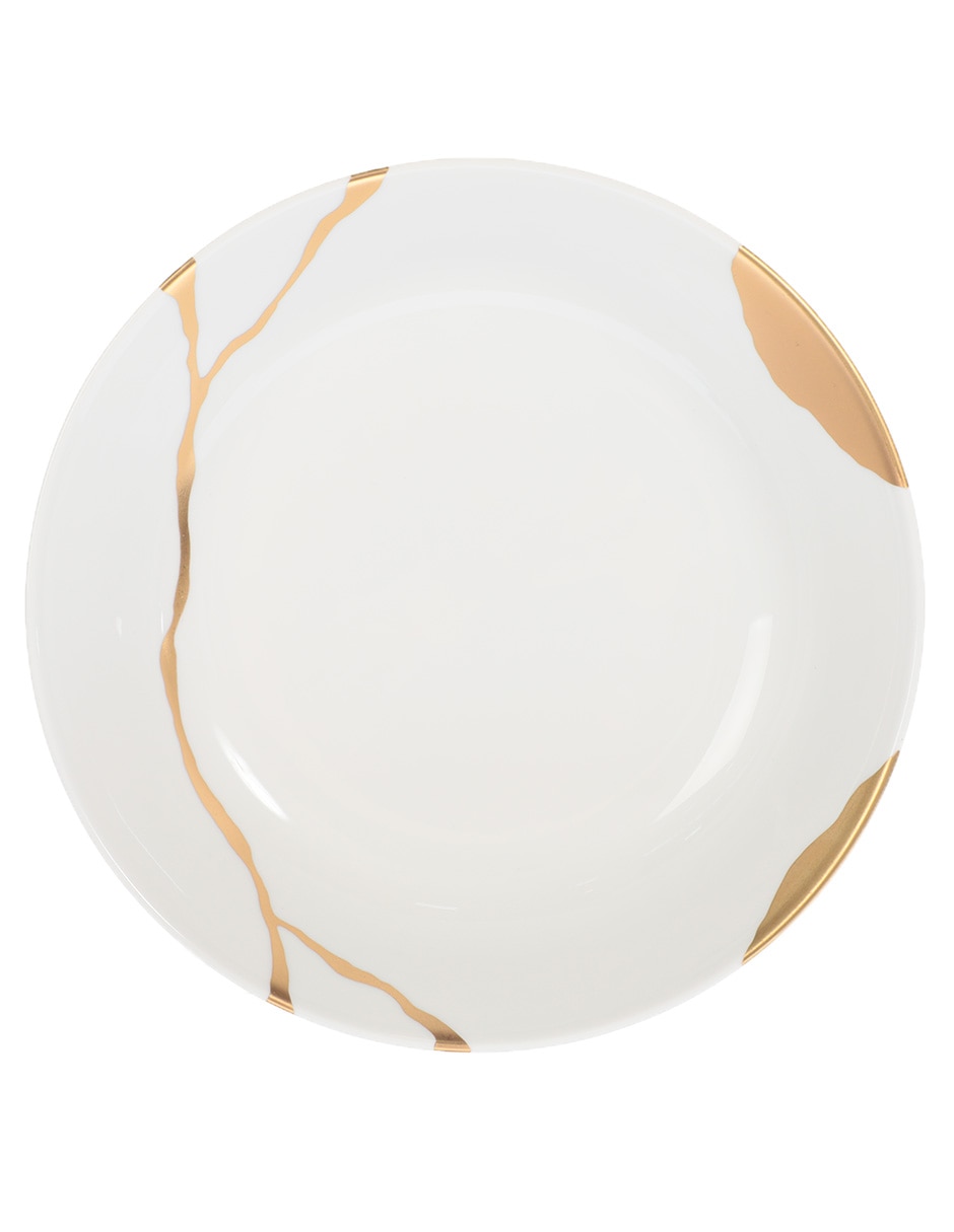 Plato hondo Kintsugi de porcelana 2