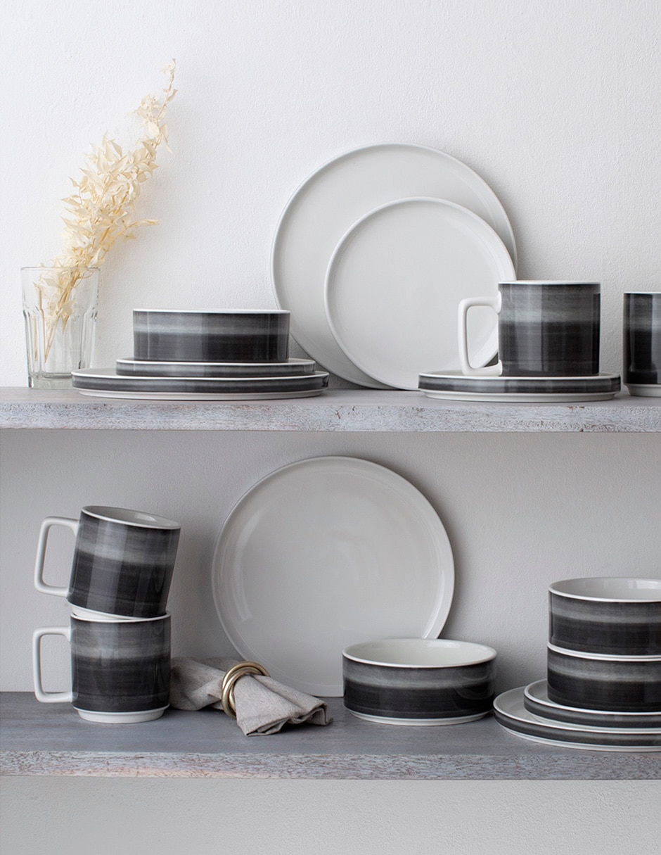Plato ensalada Stax Ombre Jet de porcelana 4
