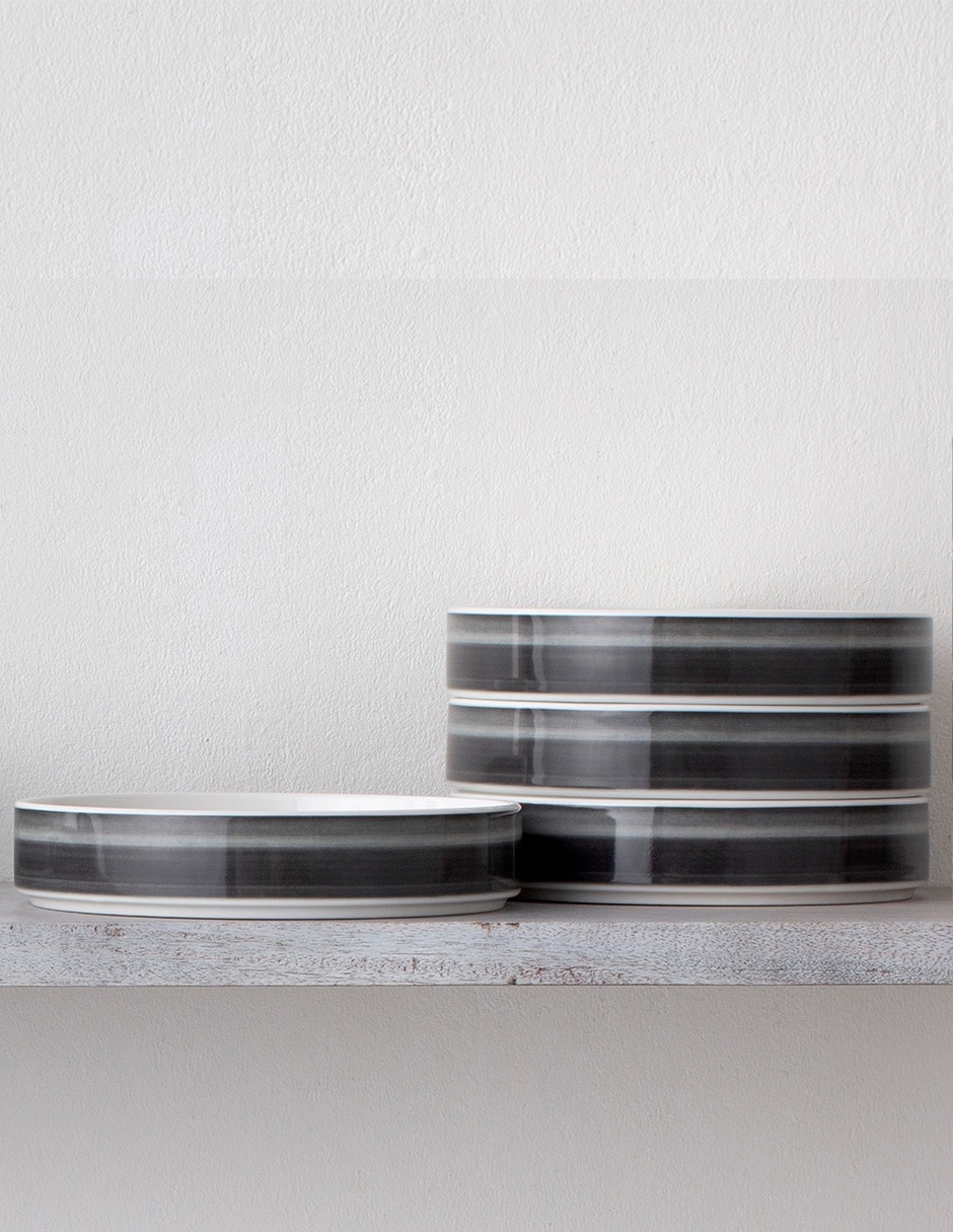Plato postre Stax Ombre Jet de porcelana 3
