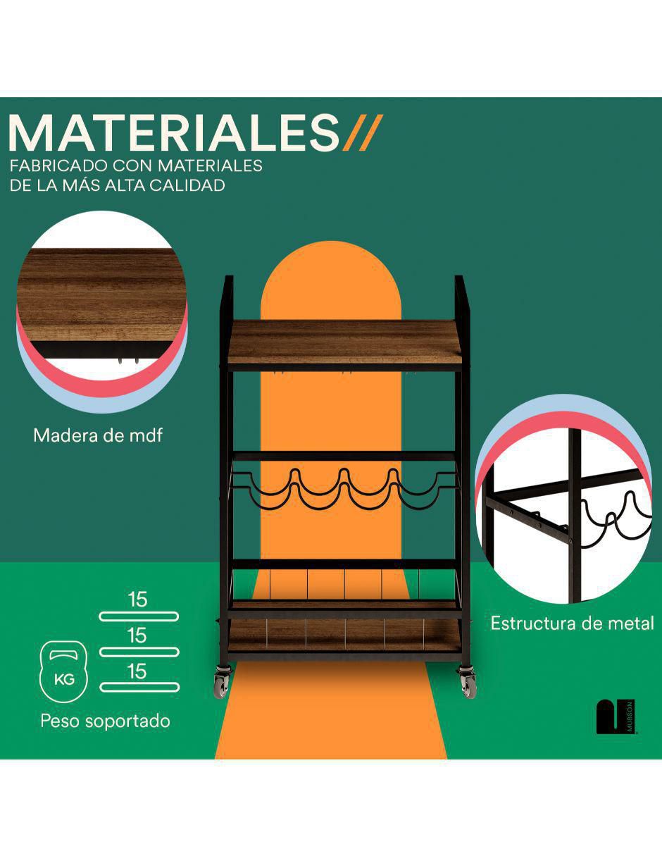 Carro de bar áreas múltiples MDF 5