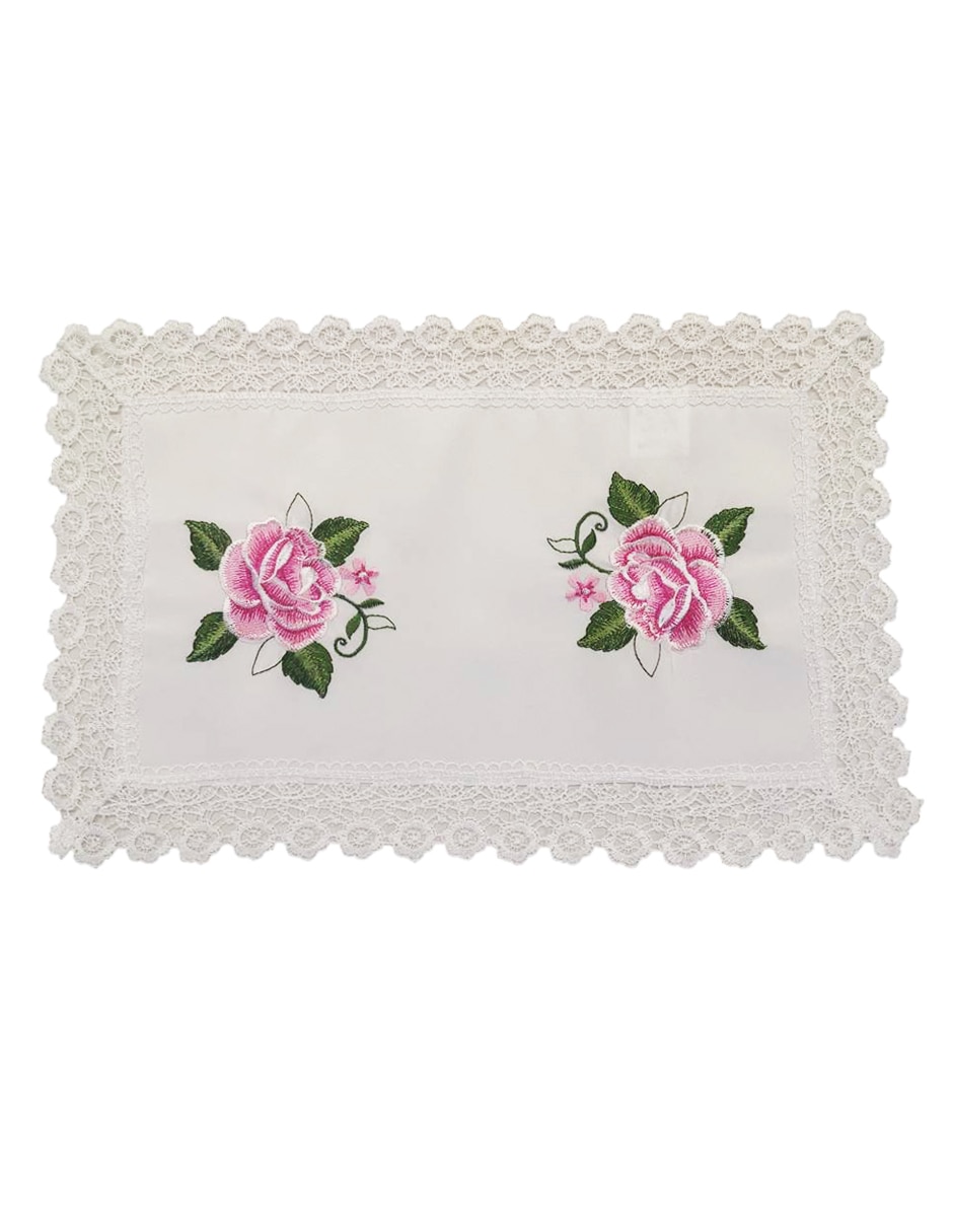 Mantel individual rectangular de poliéster Rosas 3
