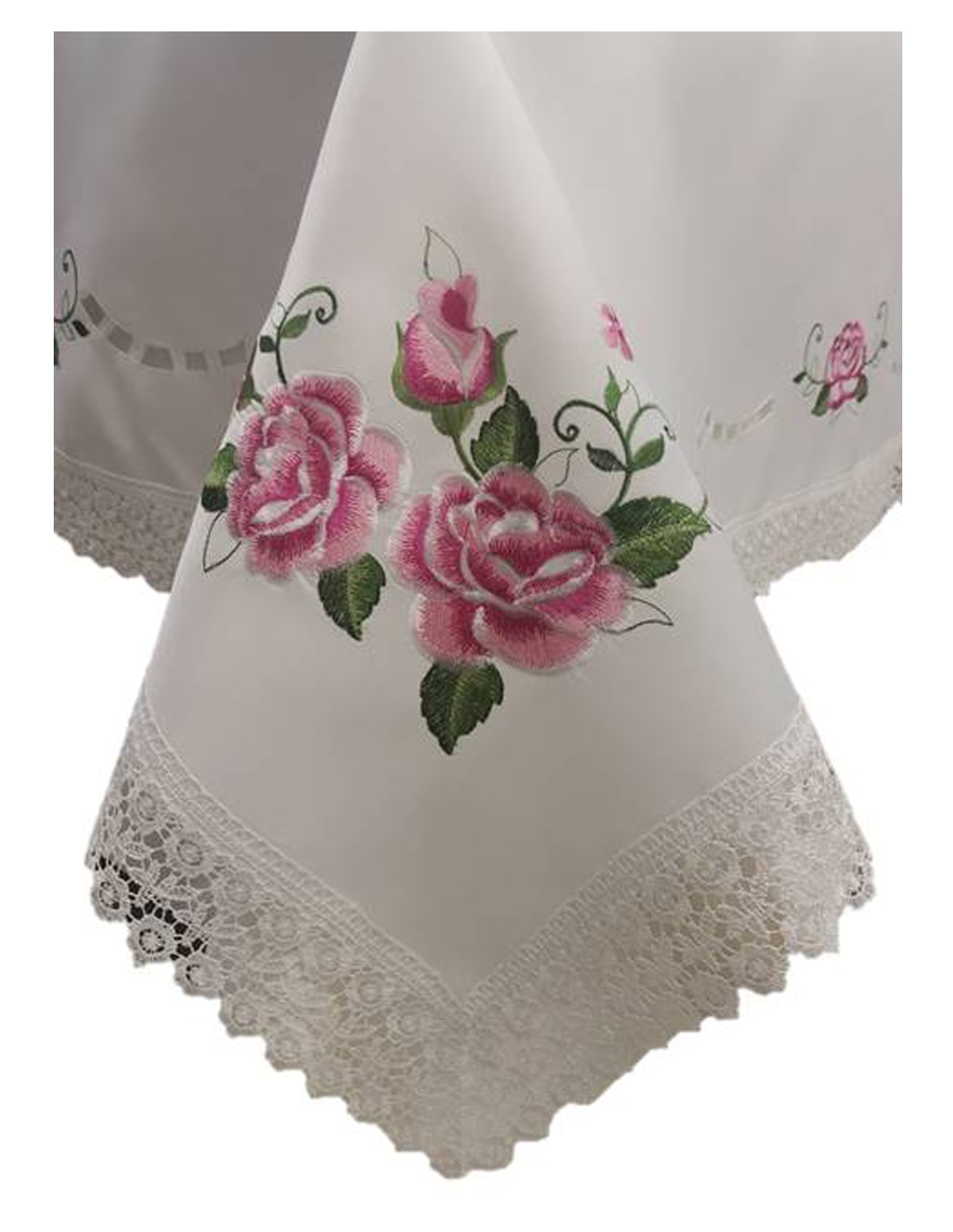 Mantel cuadrado de poliéster Rosas 3 2