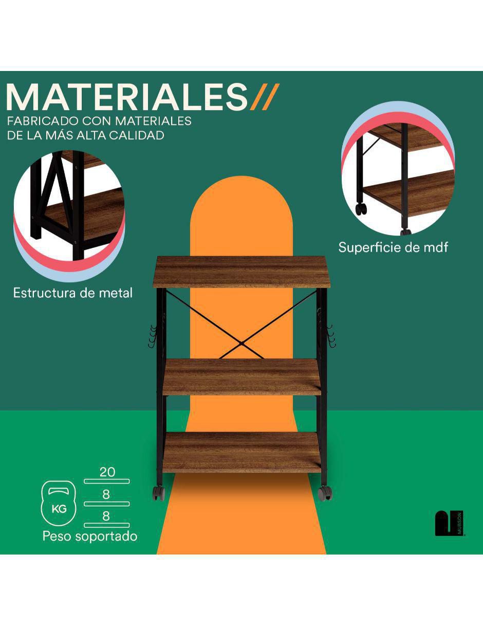 Carro de bar áreas múltiples MDF 3