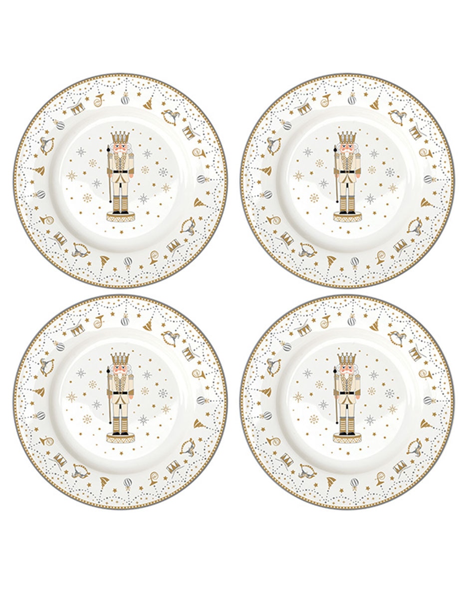 Set de plato para postre Royal Nutcracker de porcelana 4 piezas Set de plato para postre Royal Nutcracker de porcelana 4 piezas