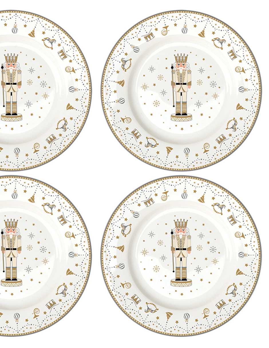 Set de plato para postre Royal Nutcracker de porcelana 4 piezas 2