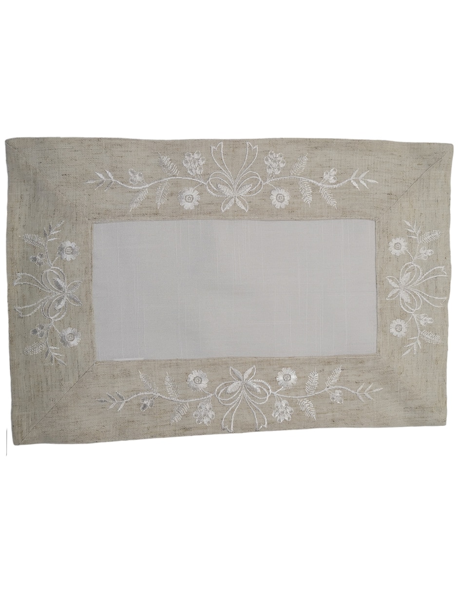 Mantel individual rectangular de lino Rustico