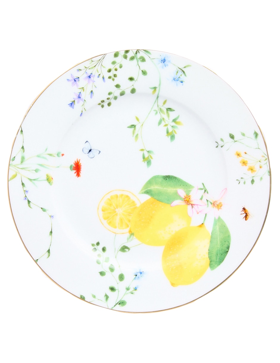 Vajilla fleurs et citrons de porcelana para 4 personas 9
