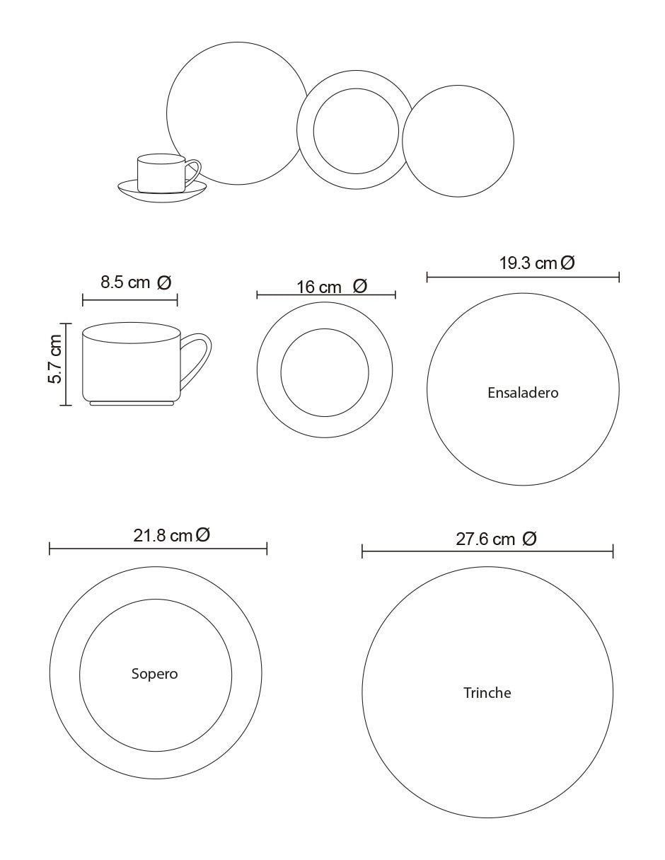 Vajilla caraban de porcelana para 4 personas 3