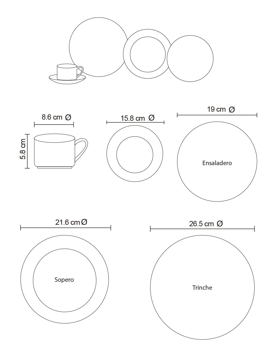 Vajilla gricelda de porcelana para 4 personas 3