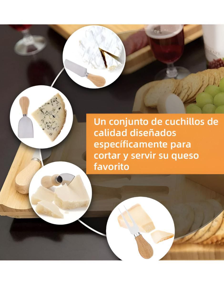 Set tabla para queso de bambú 2