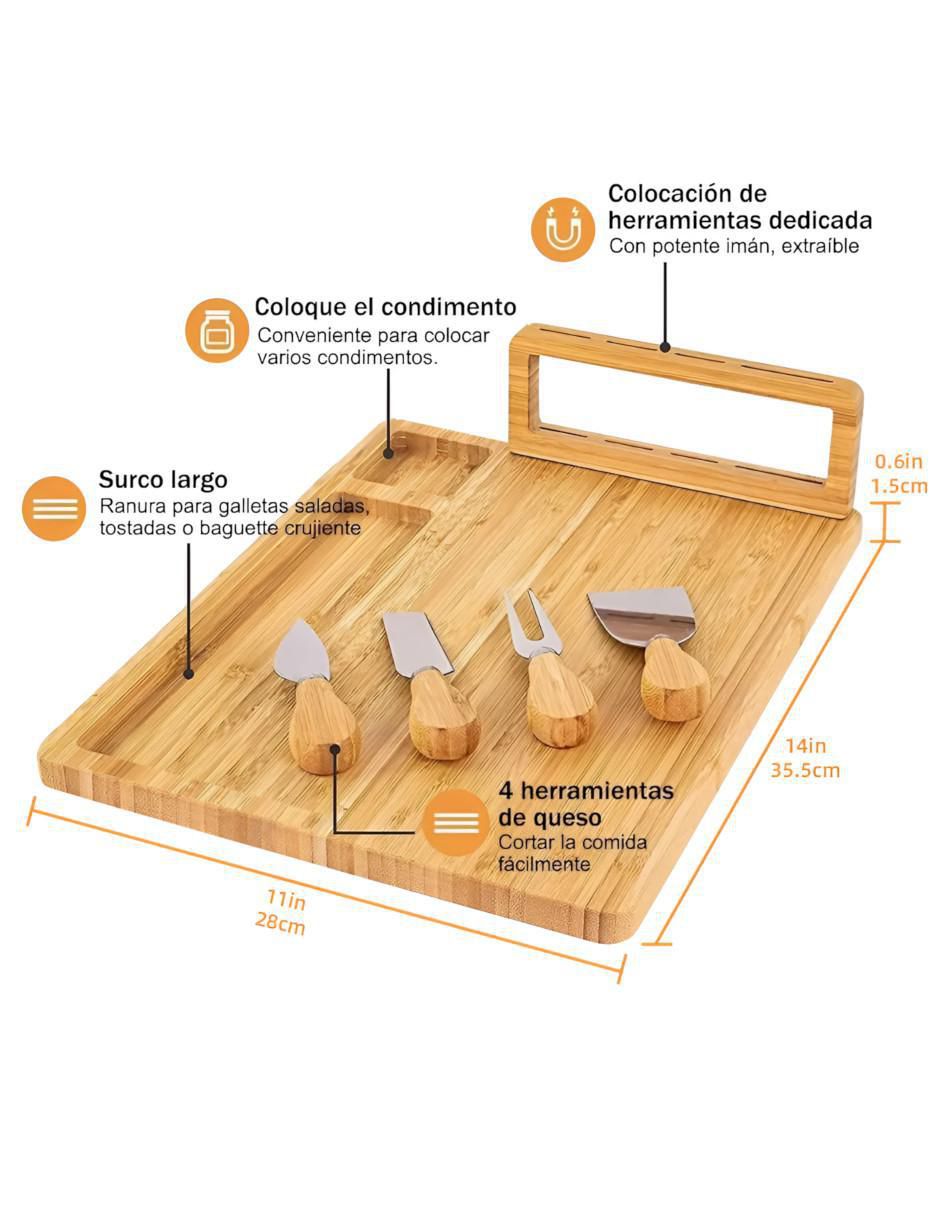 Set tabla para queso de bambú 5