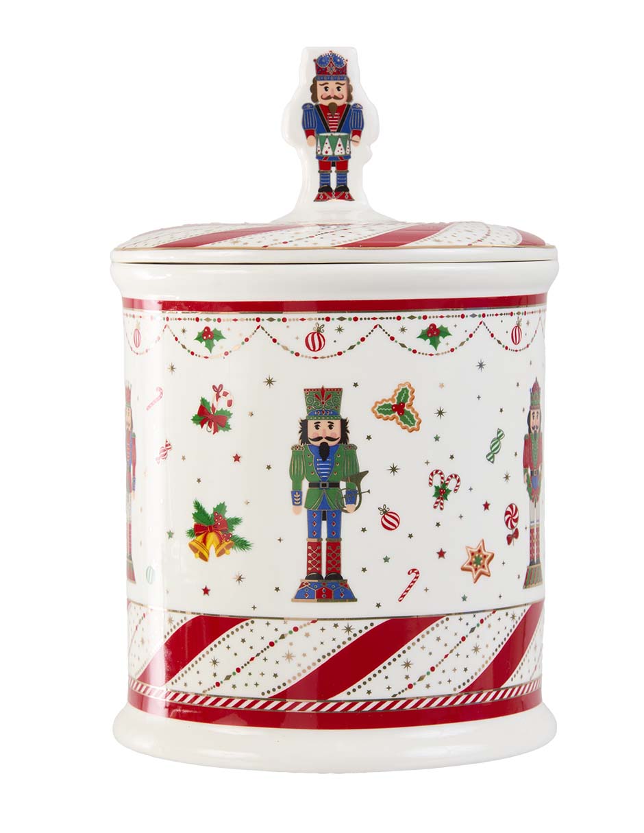Contenedor navideño Ntcracker Twist de porcelana Contenedor navideño Ntcracker Twist de porcelana