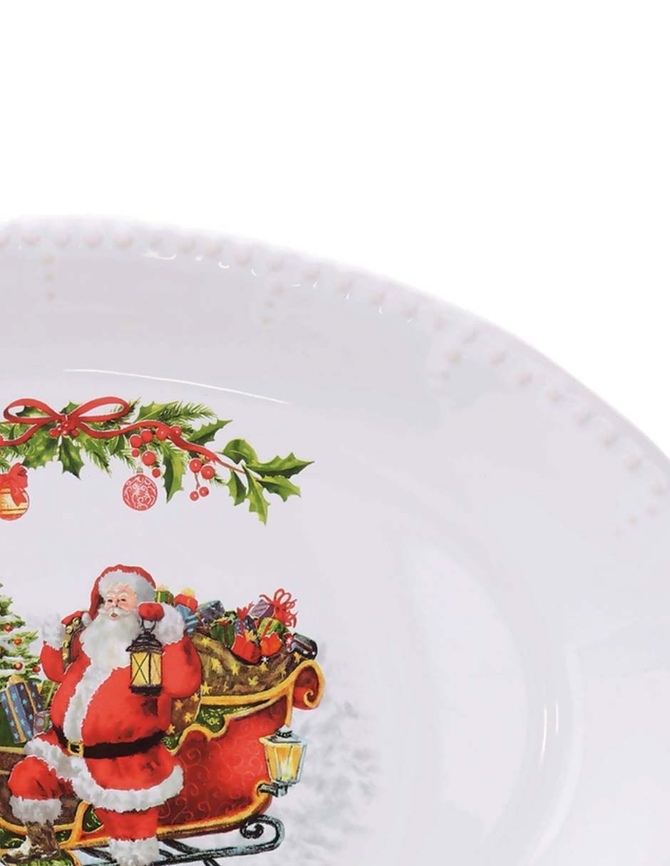 Platón navideño Dautore Santa de cerámica 3