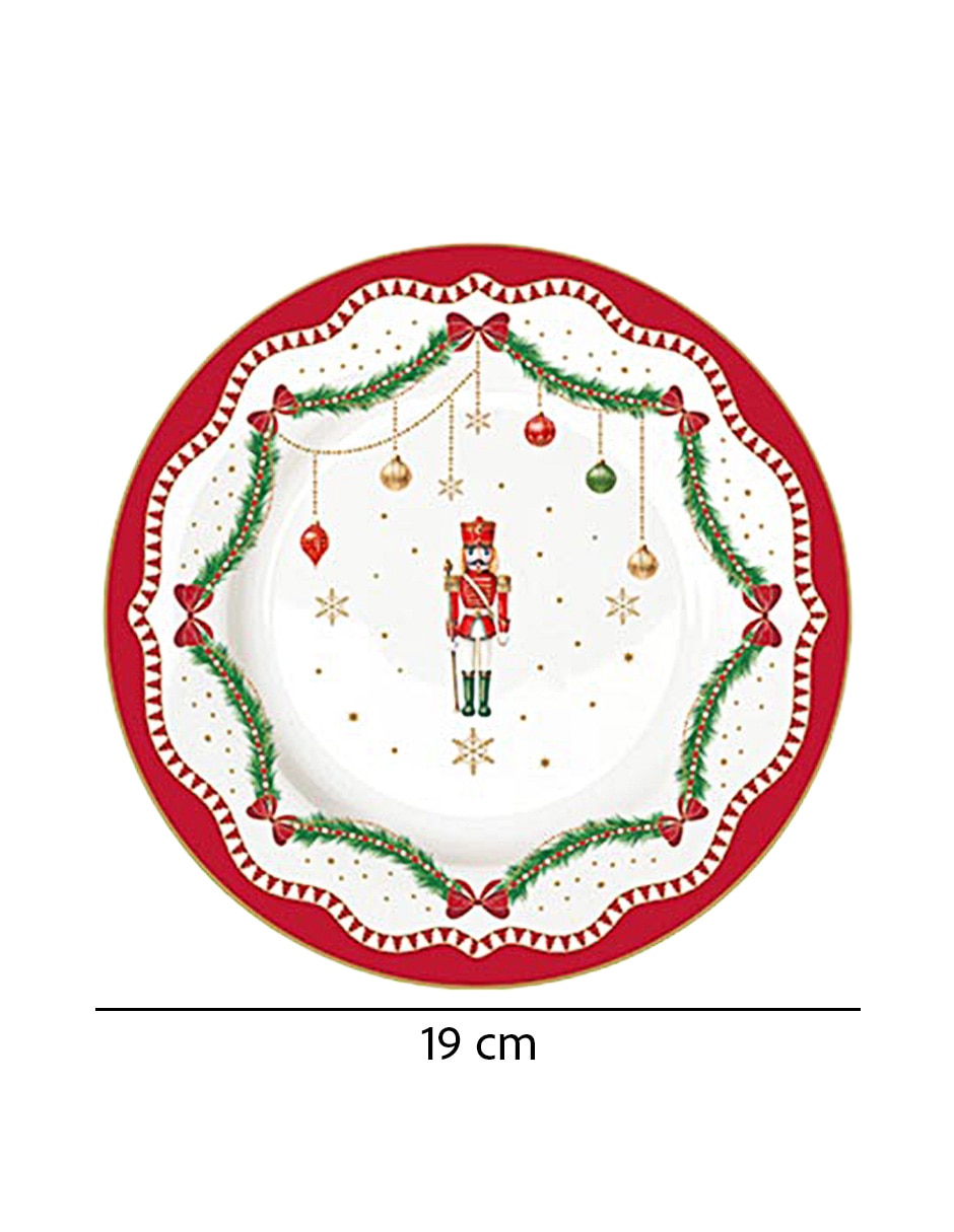 Set de plato para postre navideño Magie de Noel de porcelana 4 piezas 3