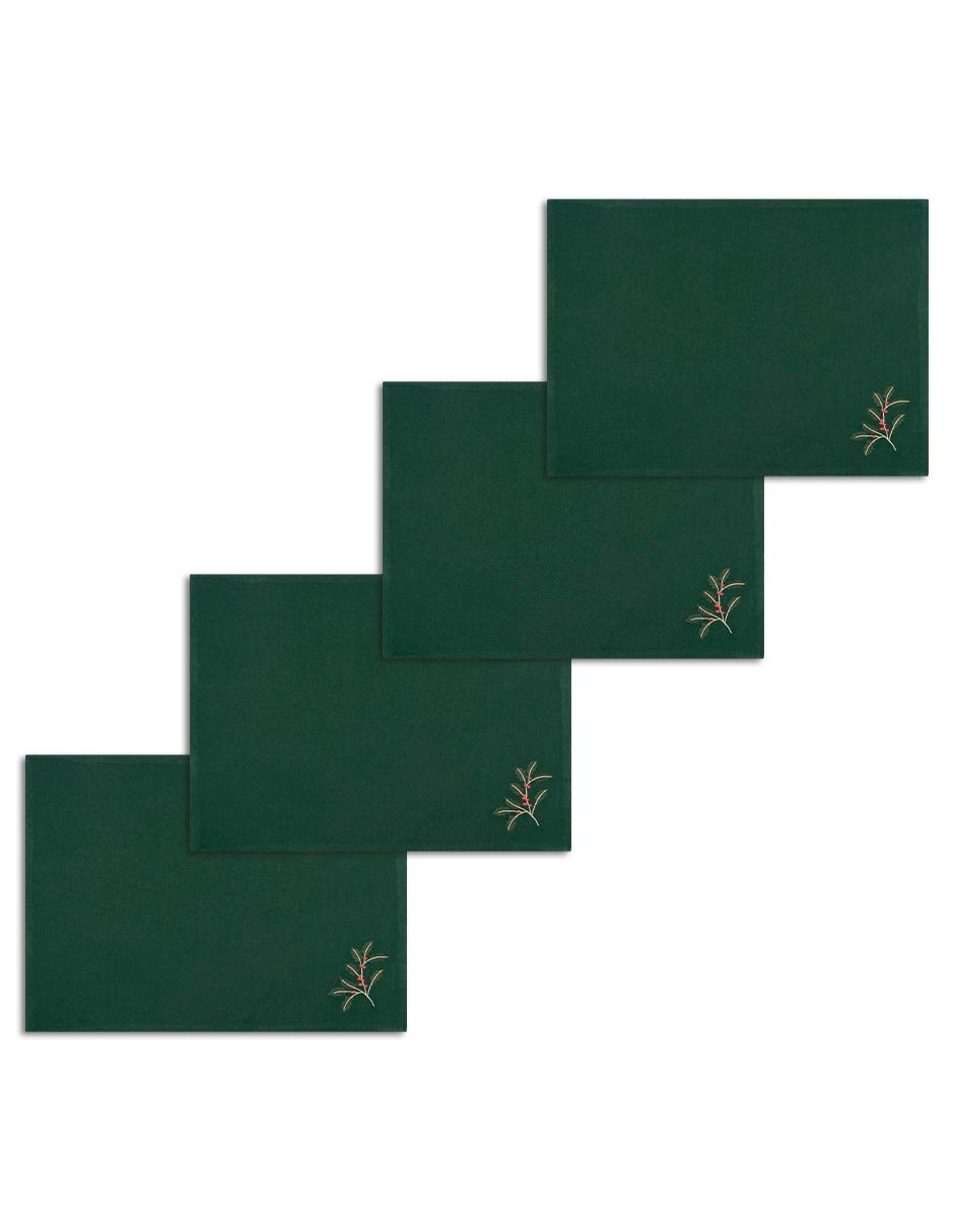 Set mantel individual navideño rectangular de algodón
