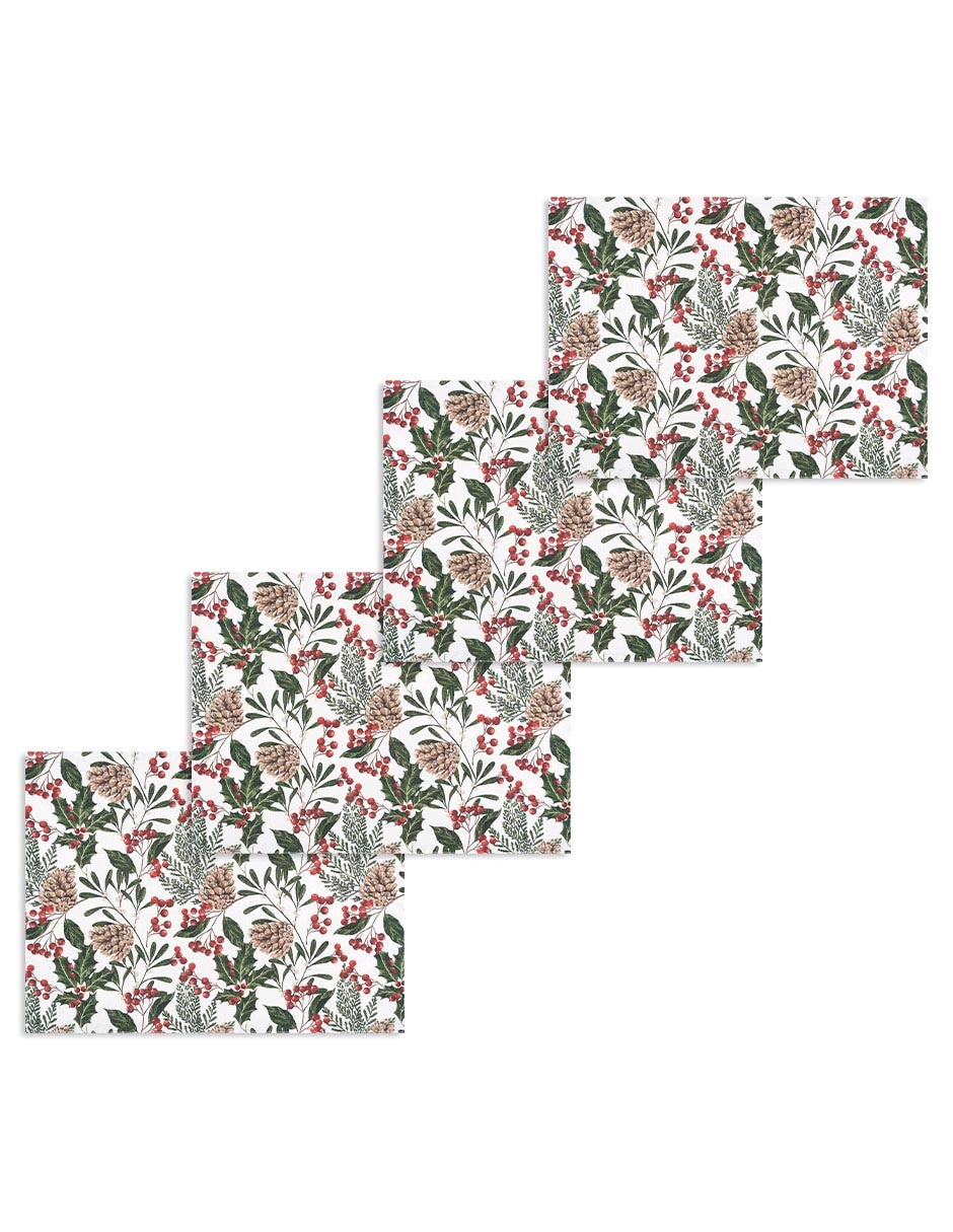 Set mantel individual navideño rectangular de algodón