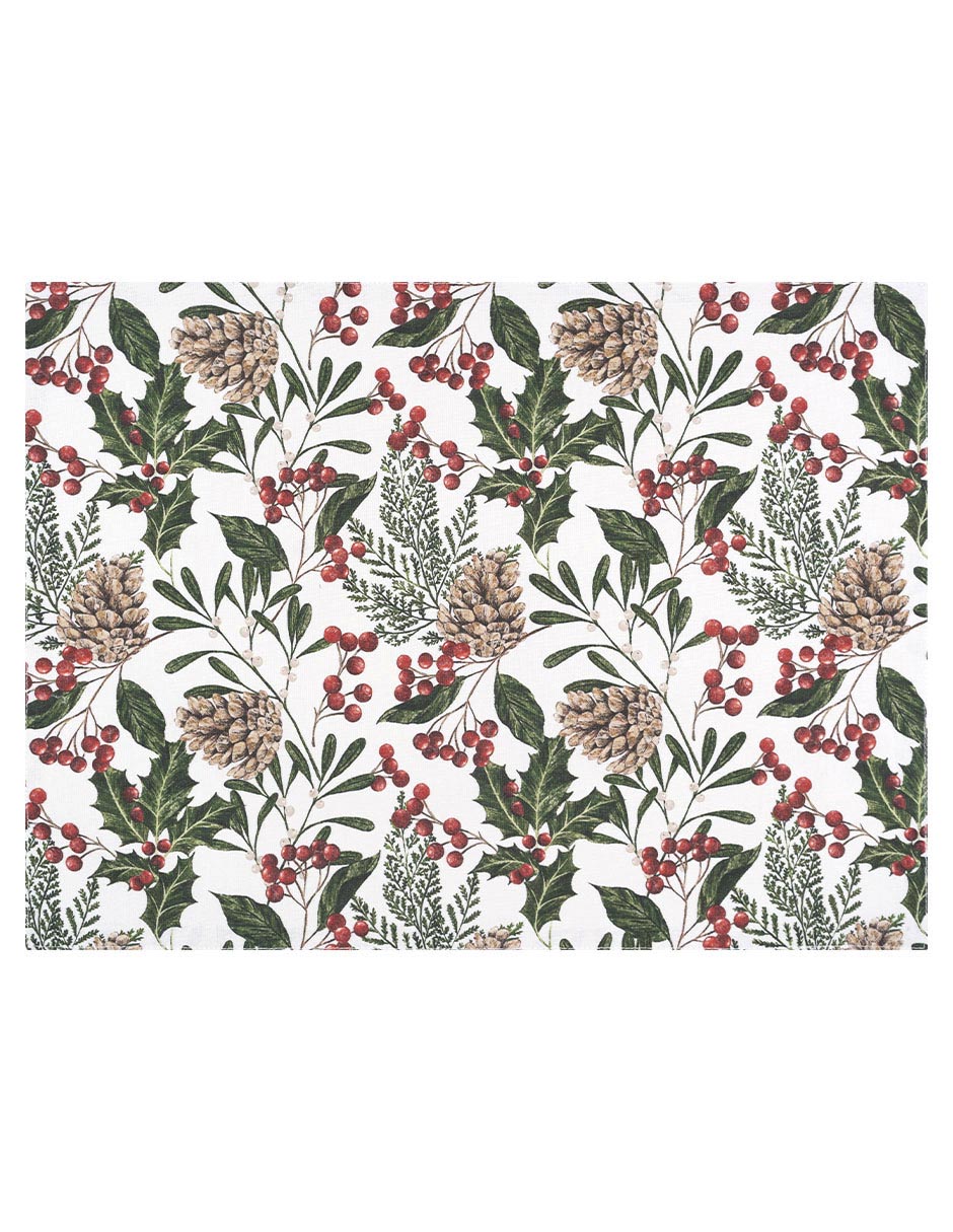 Set mantel individual navideño rectangular de algodón 3