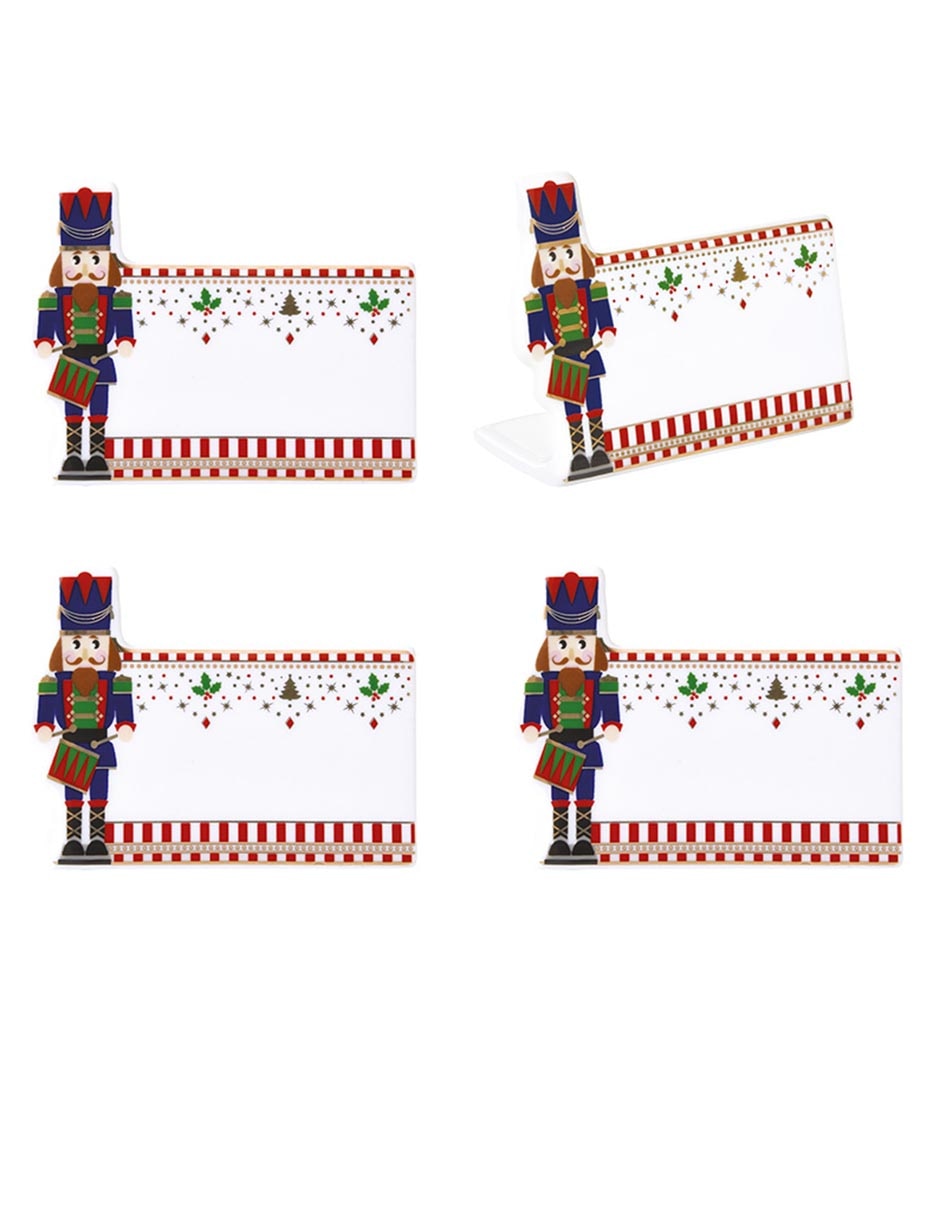 Set de portanombre navideño forma cascanueces de porcelana Set de portanombre navideño forma cascanueces de porcelana