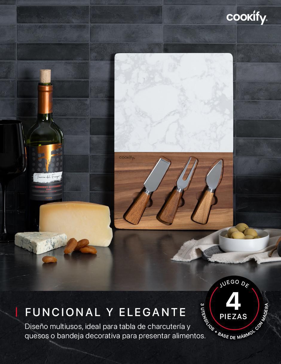 Set tabla para queso de madera y mármol 4