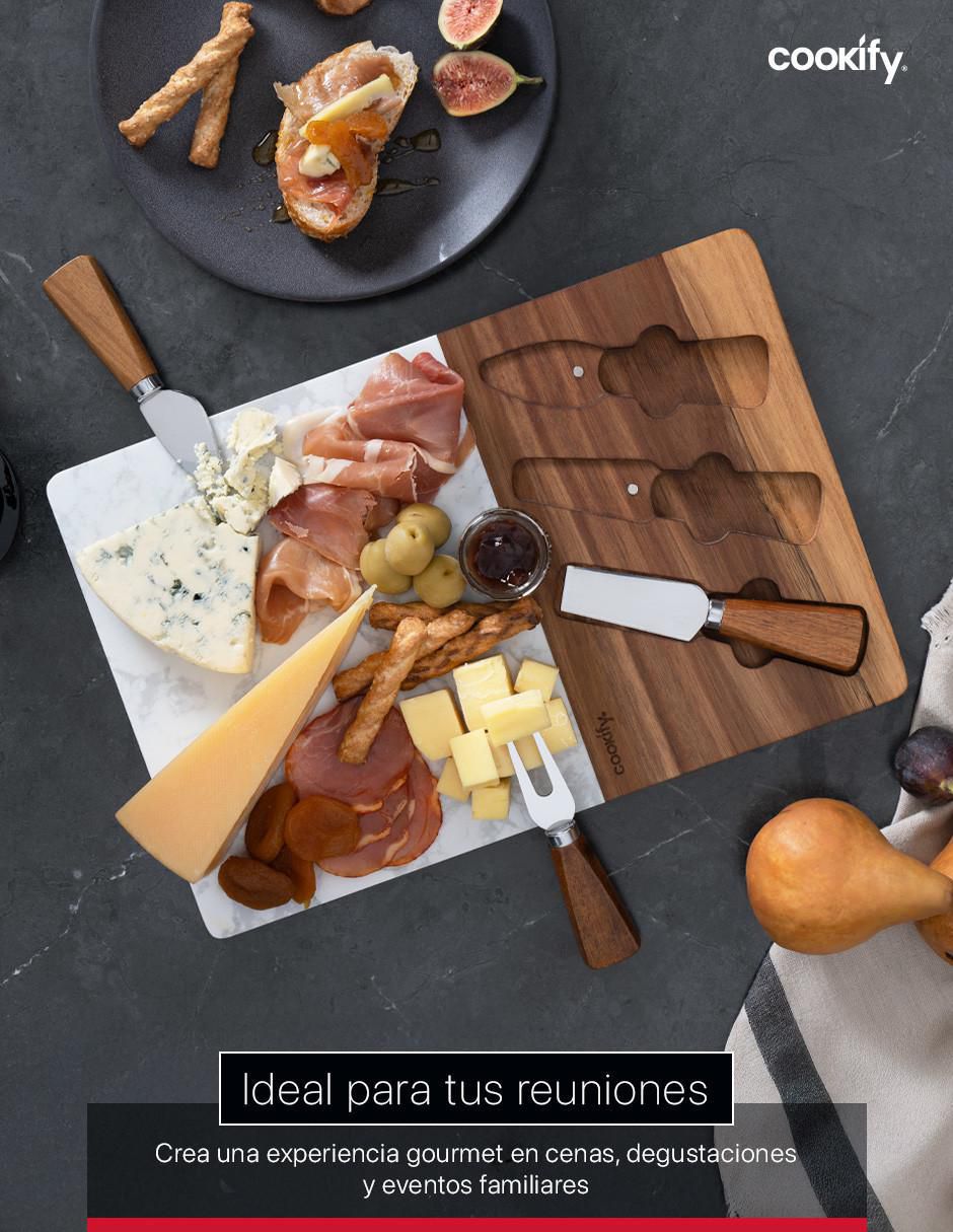 Set tabla para queso de madera y mármol 5