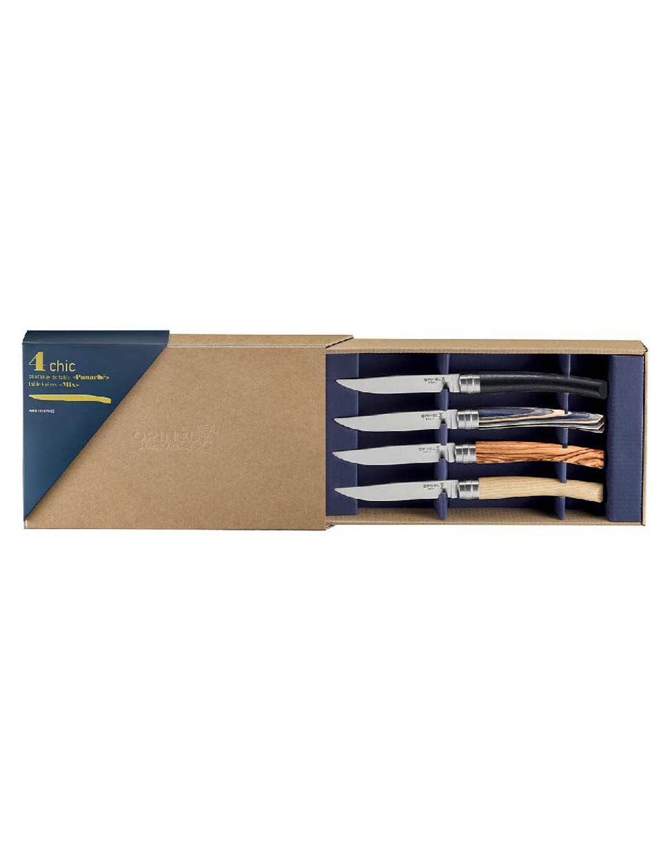 Set de cuchillos carniceros elegante de madera mixta 4 piezas 3