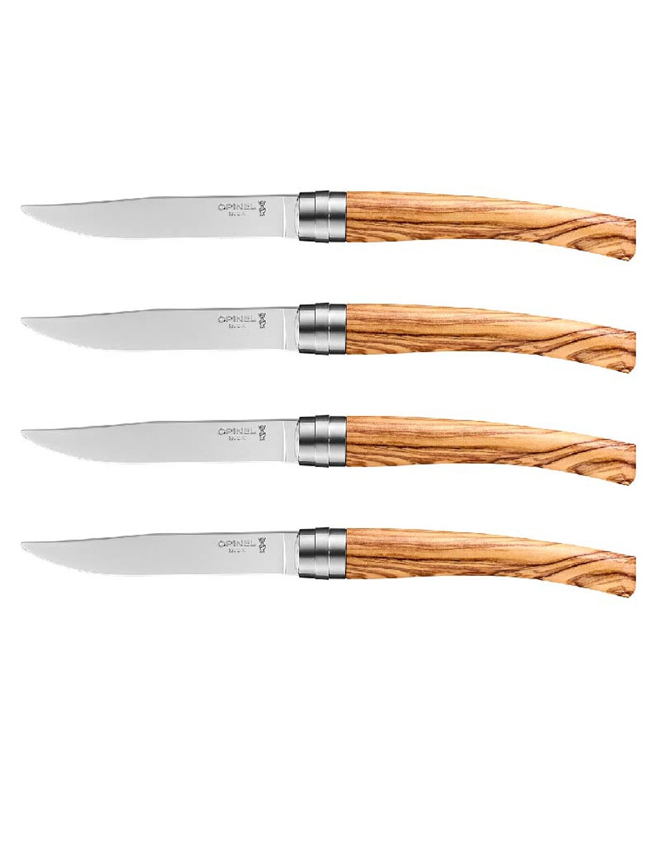 Set de cuchillos carniceros elegante de madera de olivo 4 piezas