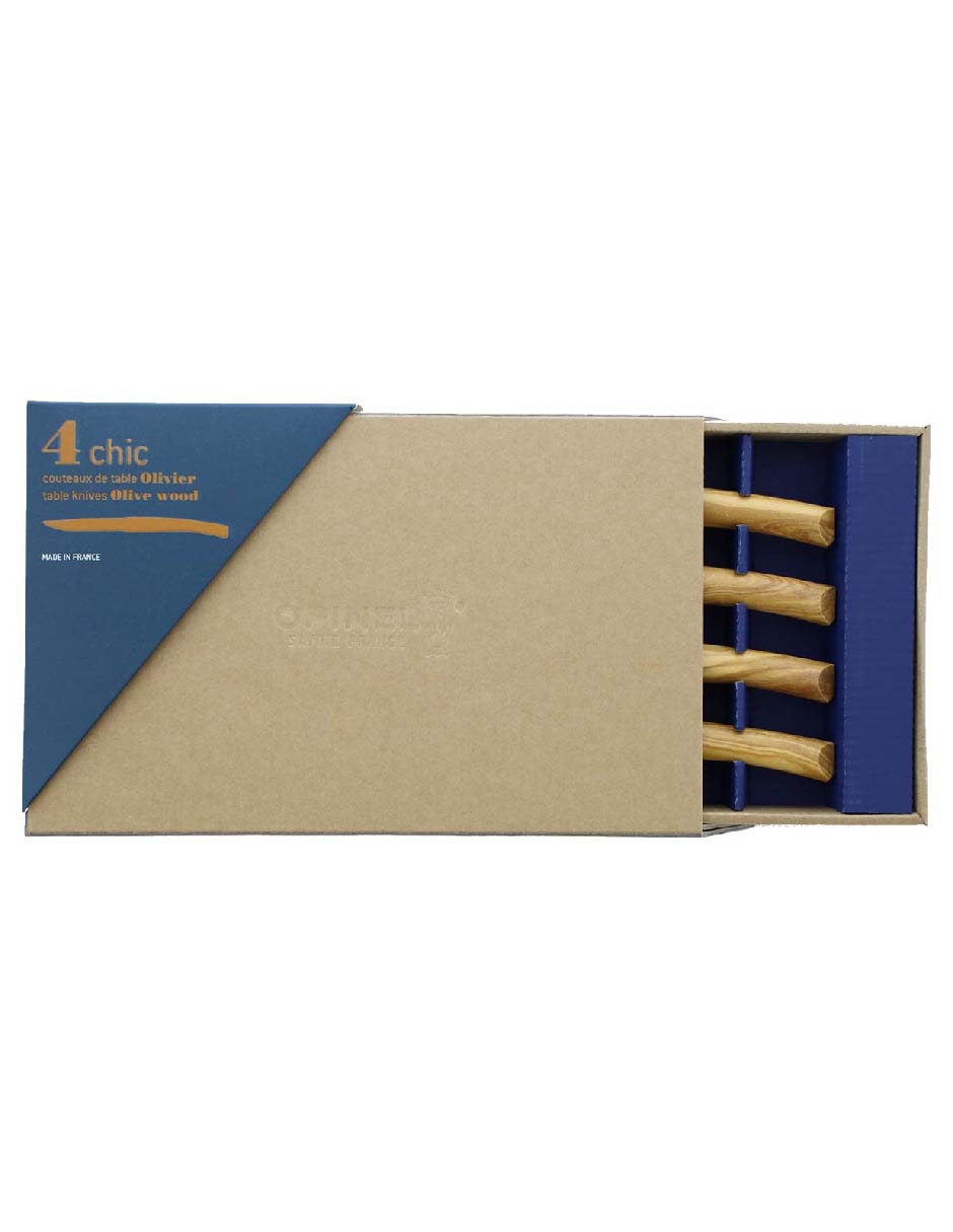 Set de cuchillos carniceros elegante de madera de olivo 4 piezas 3