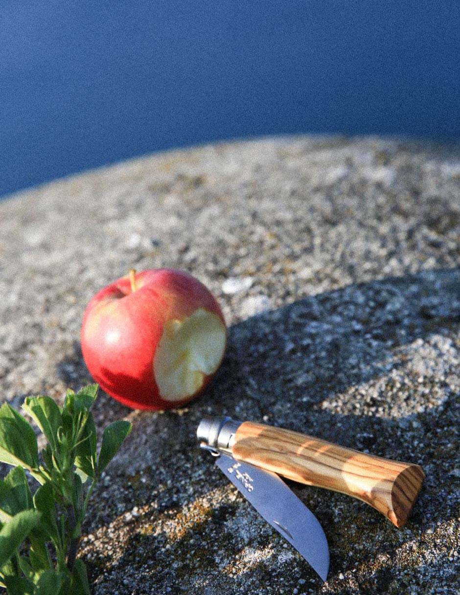 Navaja de madera de olivo con funda elegante 4