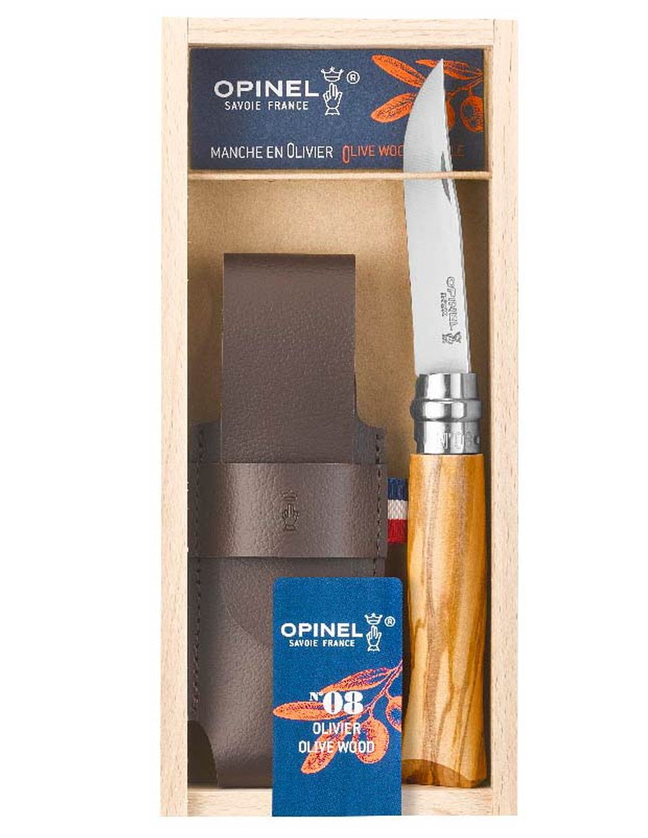 Navaja de madera de olivo con funda elegante 2