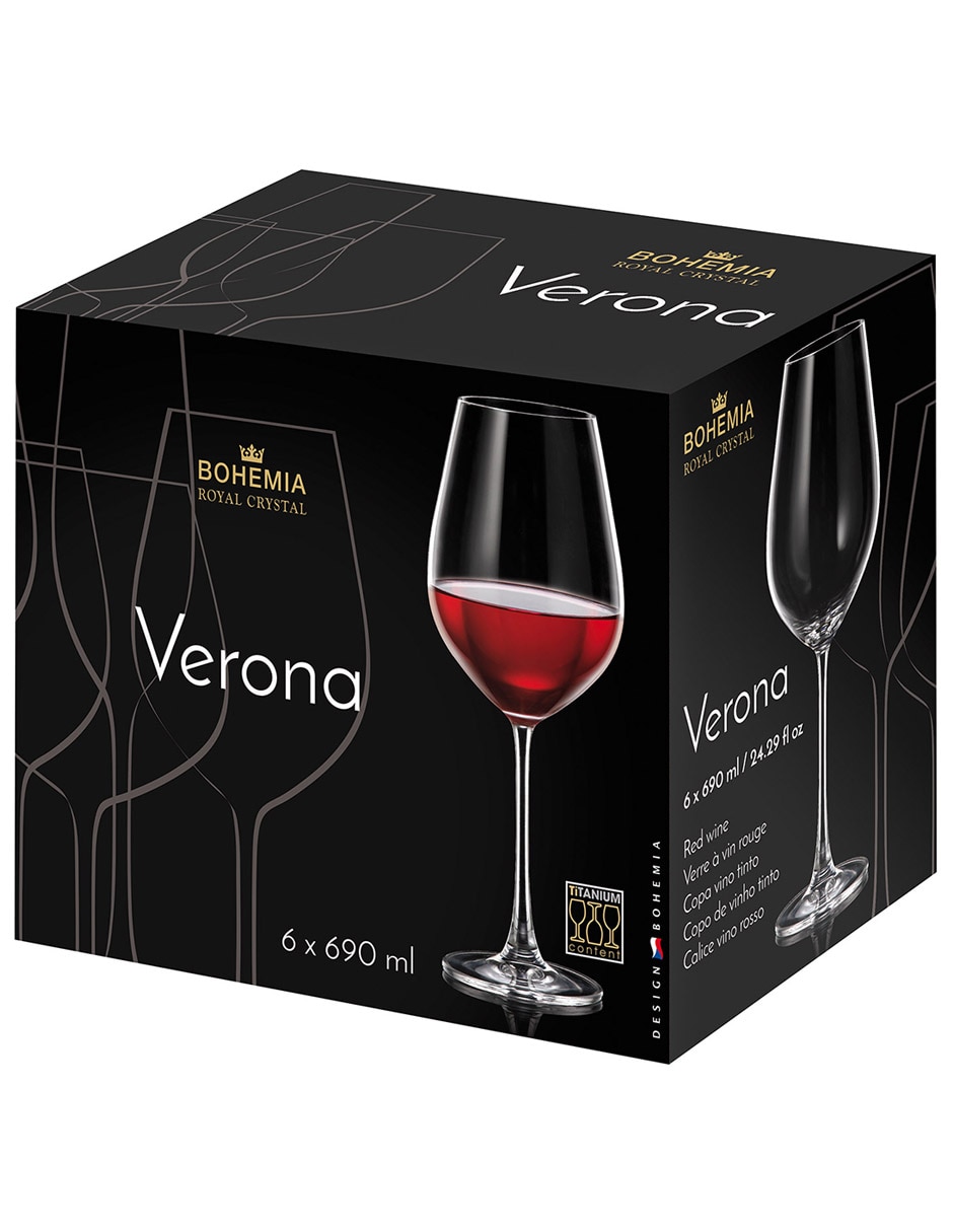 Set de copas para vino tinto Verona de cristal 6 piezas 4