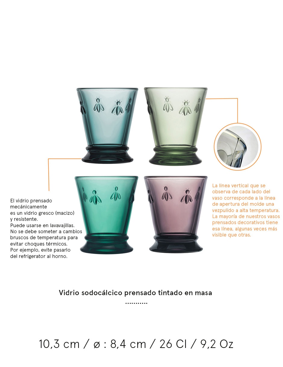 Set vasos Abeille de vidrio con 4 piezas 4