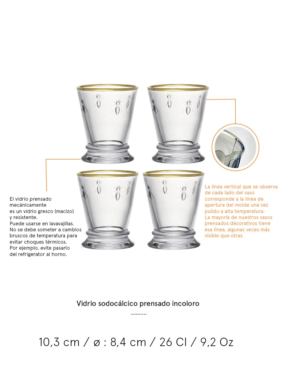 Set vasos Abeille de vidrio con 4 piezas 4