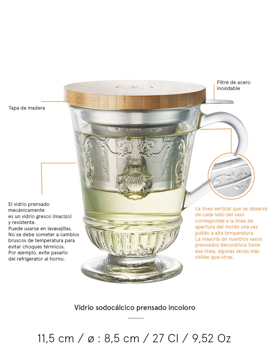Infusor Versailles de vidrio para té 7