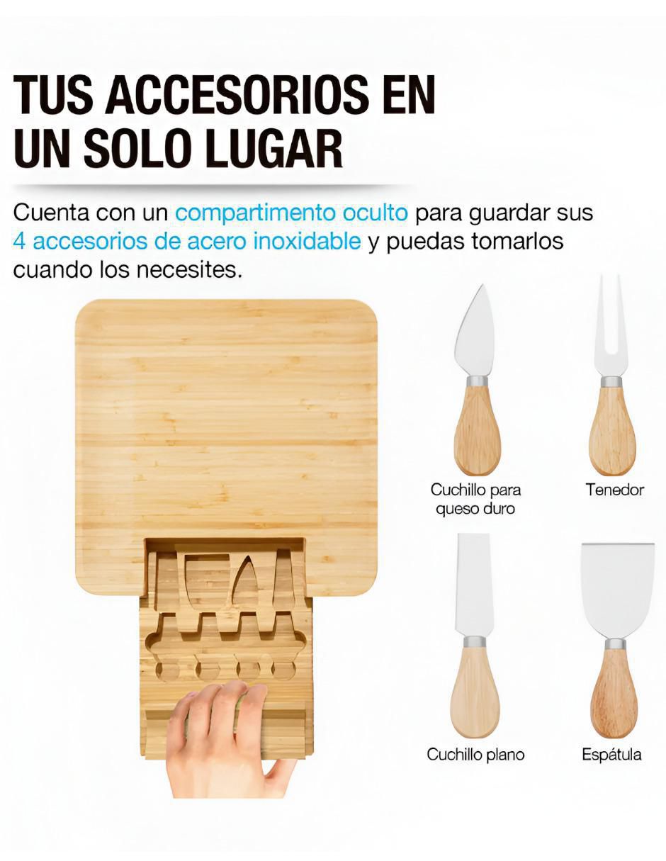Set tabla para queso Xtllar1029 de bambú 3