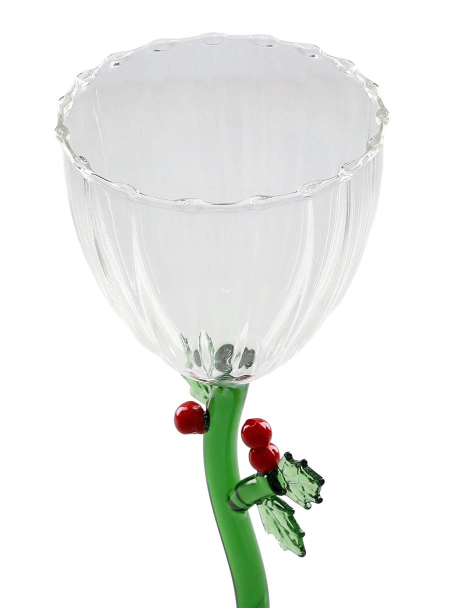 Copa navideña para vino Botánica de cristal 2