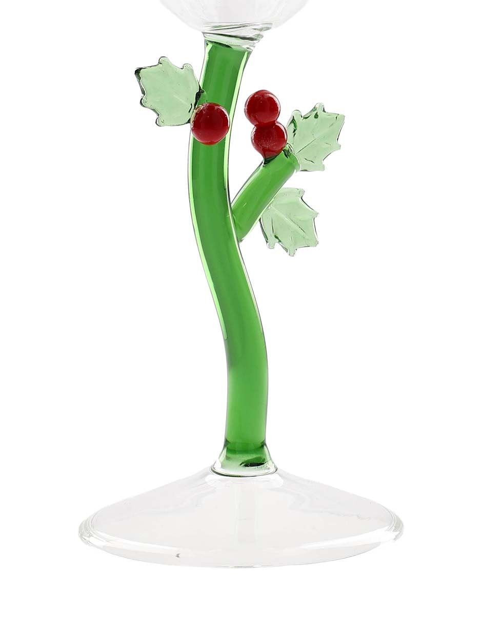 Copa navideña para vino Botánica de cristal 3