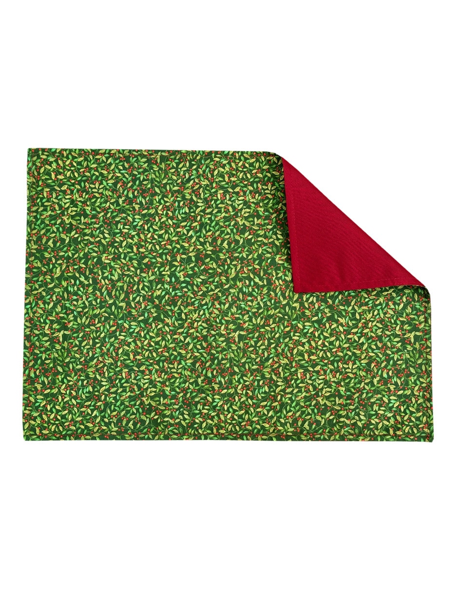 Mantel individual rectangular de algodón Ponsettia 2
