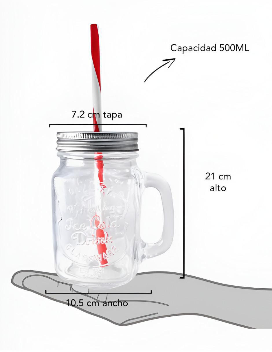 Set de vaso con tapa y popote xtllar1912 de vidrio con 12 piezas 4