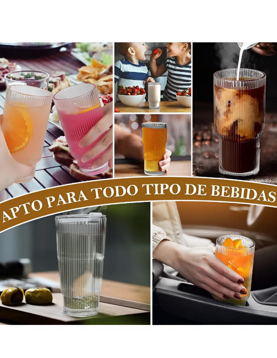 Set de vasos con tapa y popote xtllar1917 de vidrio con 2 piezas 2
