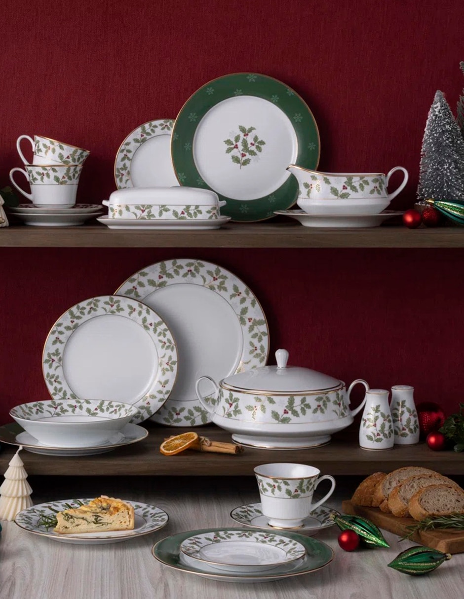 Set salero y pimentero Holly & berry de porcelana 3