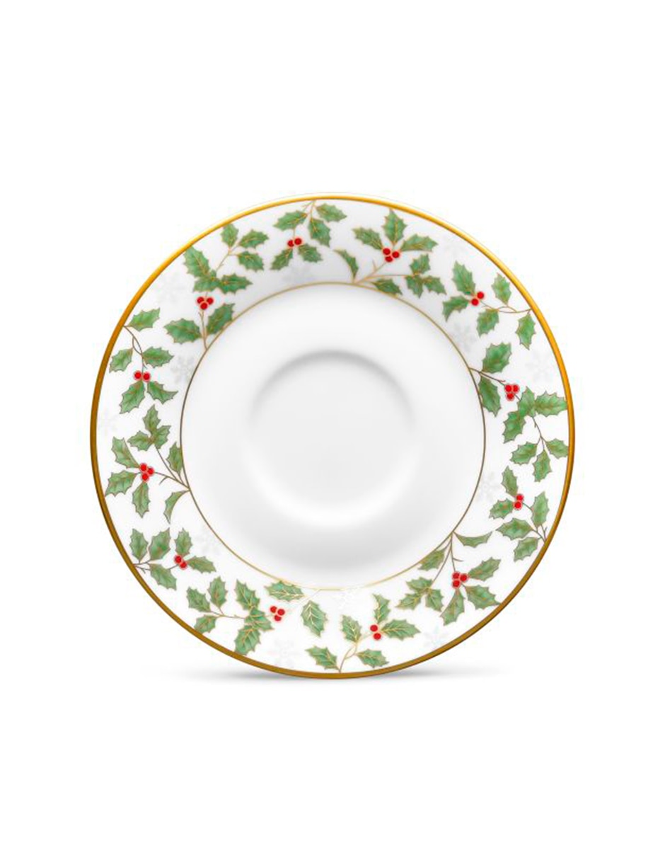 Plato para taza navideño HOLLY & BERRY de porcelana