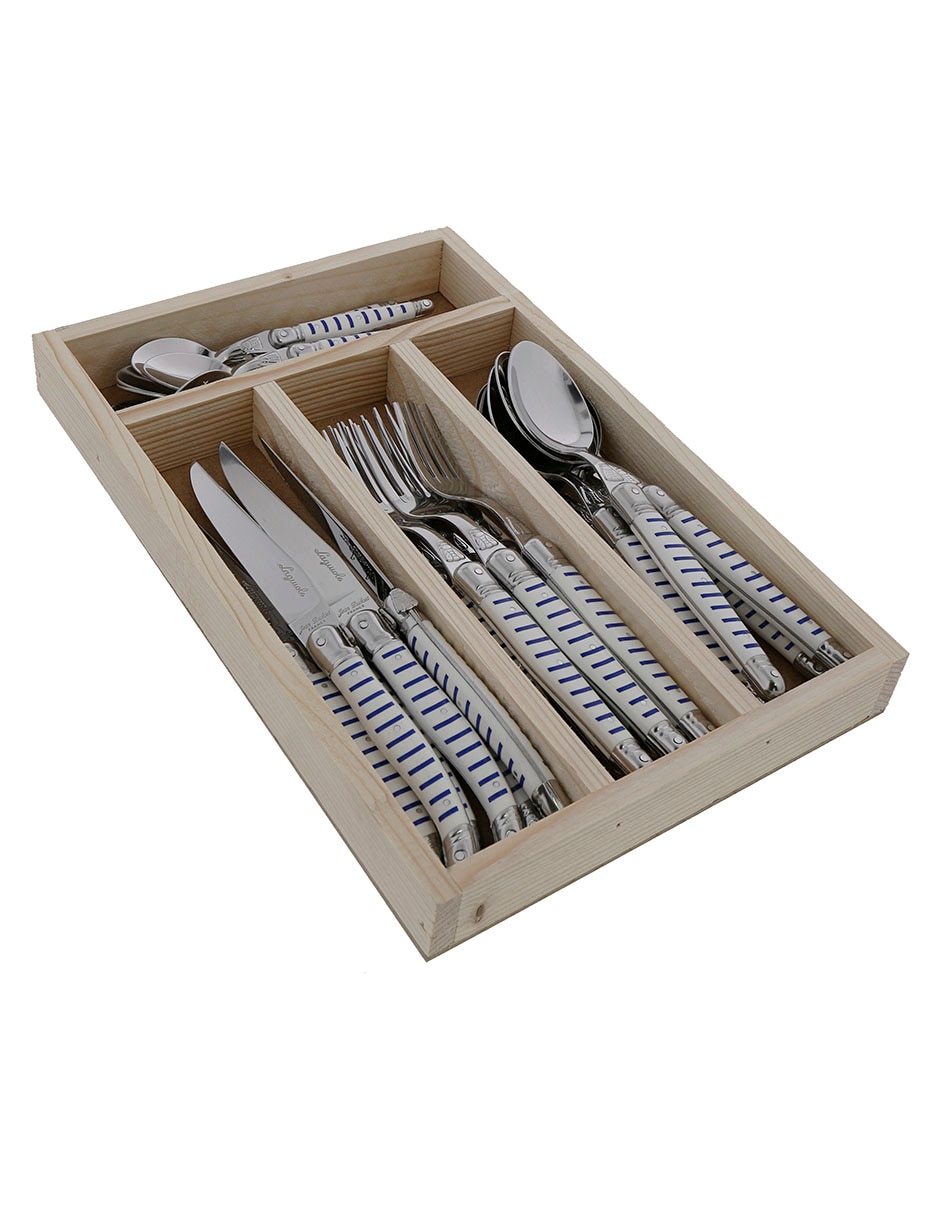 Set de cubiertos Mariniere Blue de acero inoxidable 25 piezas