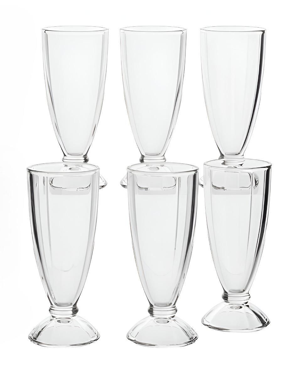 Set de copas para malteada de vidrio 6 piezas Set de copas para malteada de vidrio 6 piezas