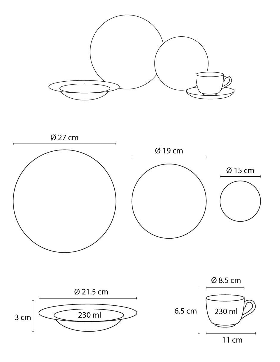 Vajilla Elein de porcelana para 4 personas 4