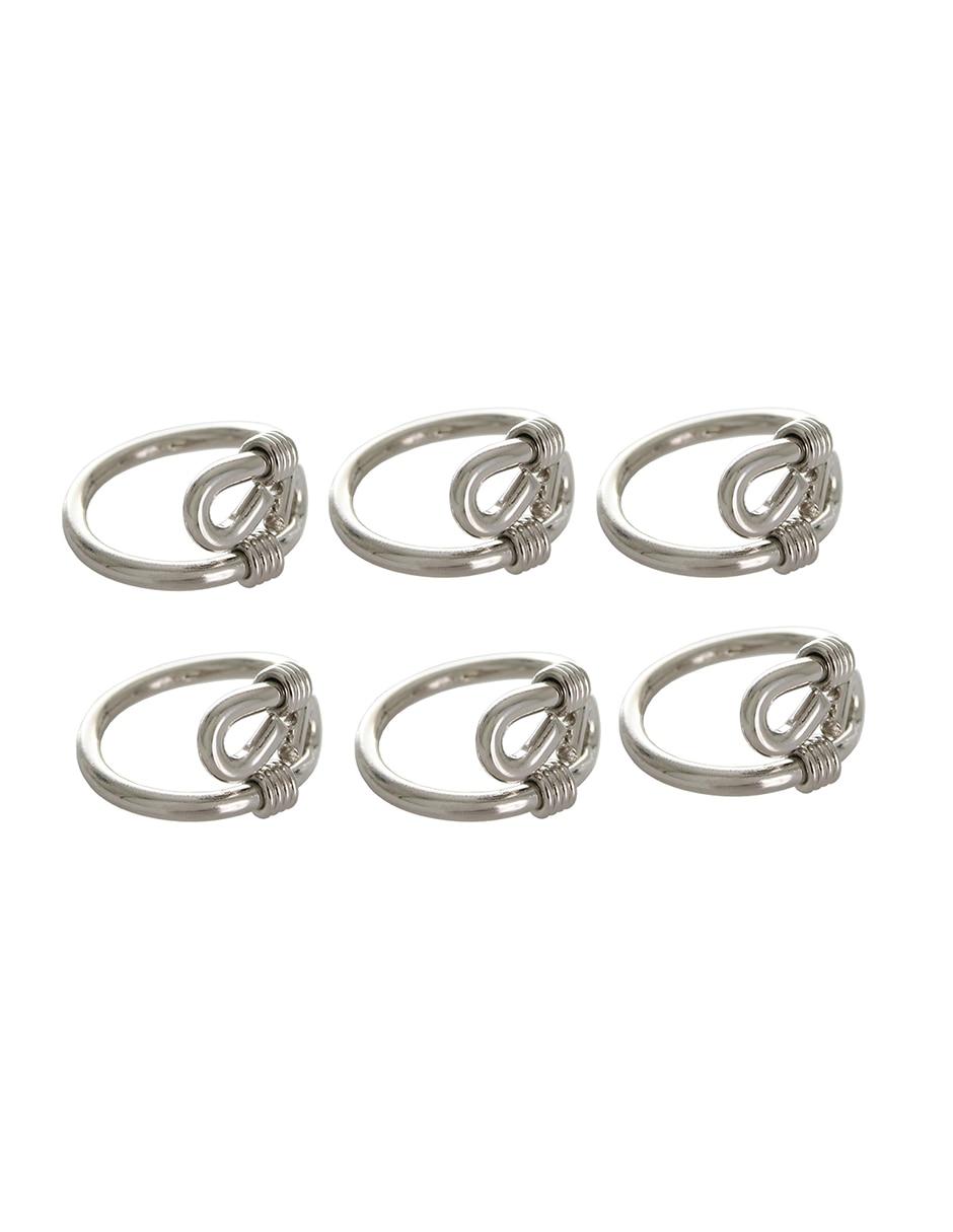 Juego de 6 aros para servilleta Trenzado plateado Juego de 6 aros para servilleta Trenzado plateado